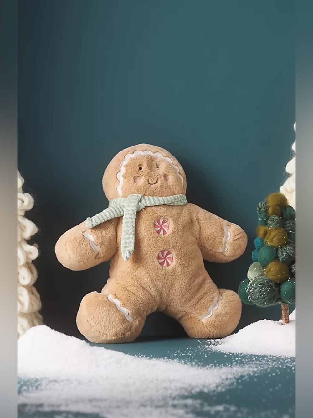 NWT Mon Ami Gingerbread Roly Poly Stuffed Christmas Pillow Plush Anthropologie